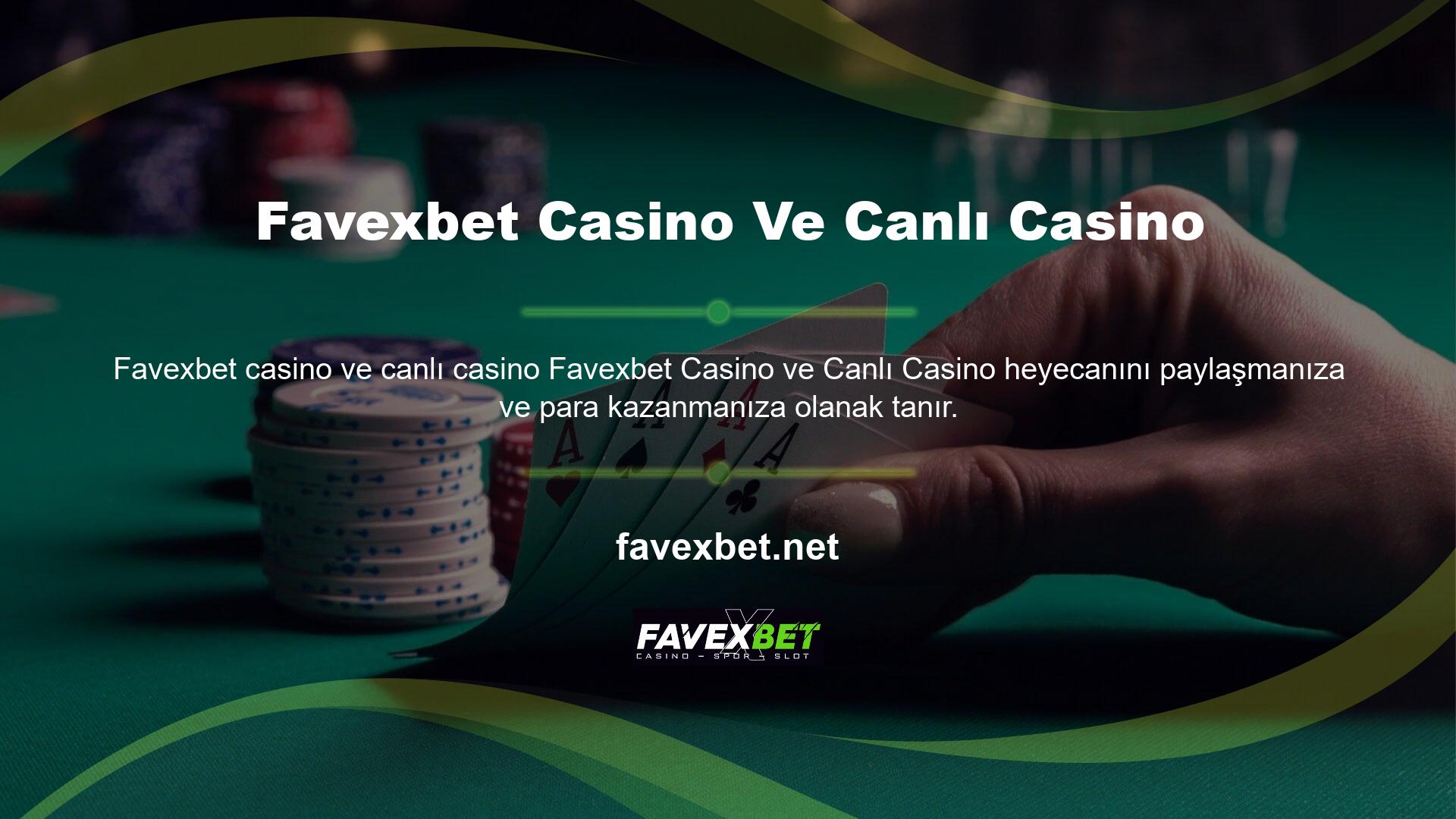 Casino lobisinde renkli jackpot oyunları ve 3D slot oyunları oynayarak vakit geçirebilirsiniz ve Favexbet oyunları mevcuttur